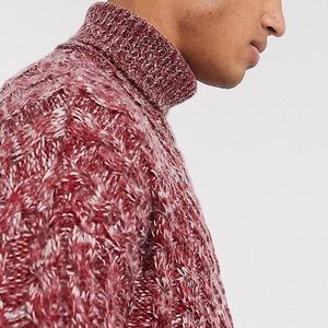 ASOS Oversized Cable Knit Sweater-Burgundy